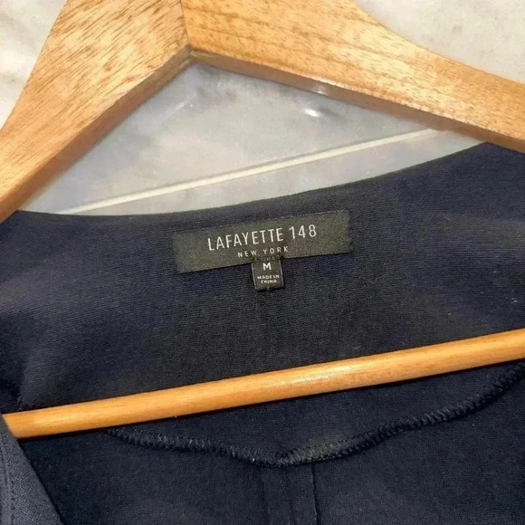 Lafayette 148 Navy Blue 1/2-Sleeve Zip Jacket w/ Pockets size M - Picture 4 of 10